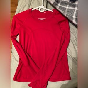 Red cropped long sleeve